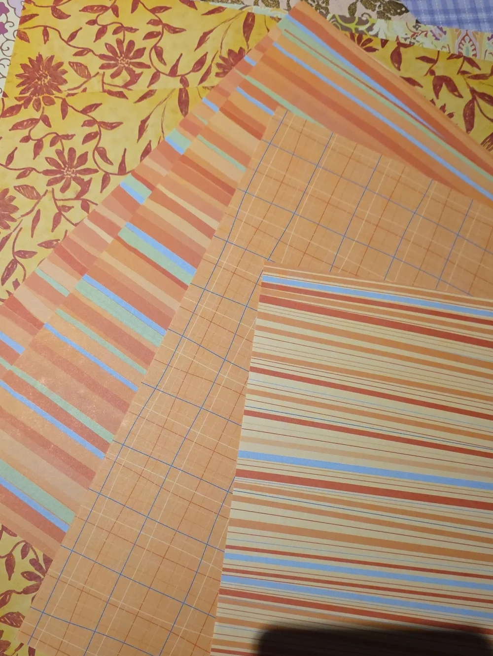 Autumn Pattern Scrapbook Paper Set - Warm Orange & Brown